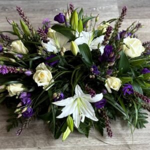 Purple & White Coffin Spray