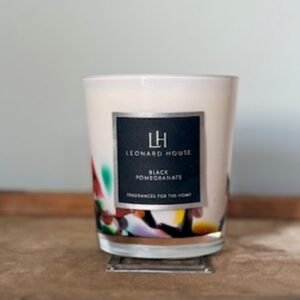 Small candle in Grey Inferno Fragrance- Black Pomegranate27.99