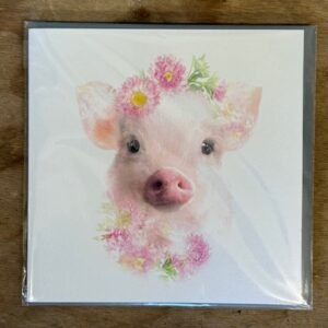 Floral Pig Greeting Card