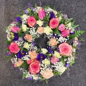 Pink and Purple Floral Wreath