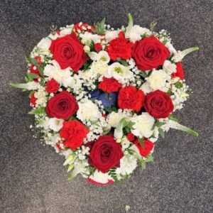 Red and White Floral Open Heart