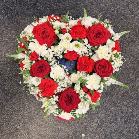 Red and White Floral Open Heart