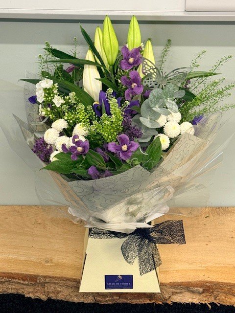 Brilliant White and Blue Bouquet